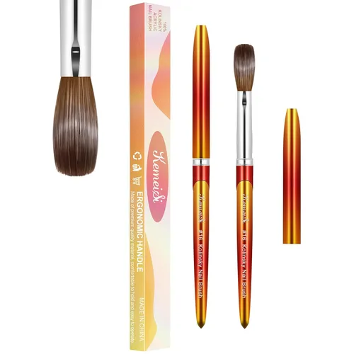 Miniatura 28 de Pincel para uñas acrílicas tamaño 16, pinceles de arte de uñas 100% puro Kolinsky de KEMEISI con mango resistente, forma ovalada, herramientas