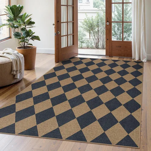 Miniatura 33 de Lahome Alfombra de yute a cuadros fácil 2'x3', alfombra pequeña para entrada, antideslizante, alfombra para la puerta delantera de la cocina