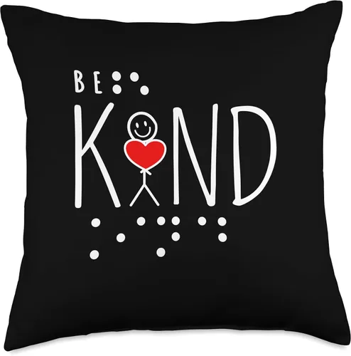 Gifts For The Blind See Be Kind World Braille Day Be Kind Blind Awareness Braille - Almohada de 18 x 18 pulgadas, multicolor