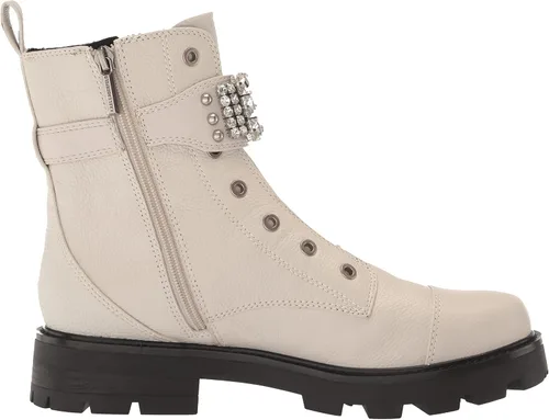 Miniatura 6 de KARL LAGERFELD PARIS Botas de combate Maeva Lug-Sole para mujer con una moda detallada de cristal, color blanco suave, 9, Blanco suave