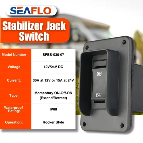 Miniatura 3 de SEAFLO Interruptor de balancín de potencia con interruptor de gato estabilizador, máximo 30 amperios, 12 V/24 V, extensión retráctil, arnés