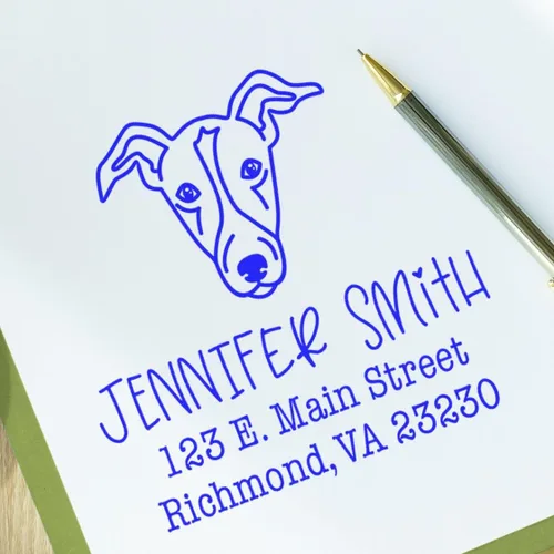 Miniatura 78 de Sello de dirección personalizado Basset Hound – Sello personalizable con nombre y dirección para sobres, ideal para amantes de los perros