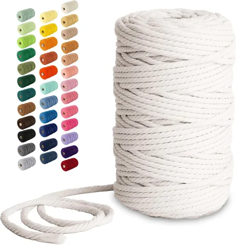 Miniatura 133 de Nook Theory - Cuerda de macramé de 3 mm, 220 yardas de cuerda de algodón, hilo de 4 mm y 5 mm, cuerda para manualidades, perfecta para colgantes