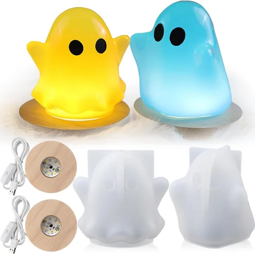 Miniatura 7 de Actvty Moldes de resina fantasma, 2 moldes de silicona fantasma de Halloween para fundición epoxi, moldes epoxi en forma de fantasma 3D, regalo