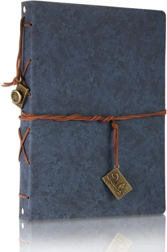 Miniatura 8 de ThxMadam Cuaderno vintage A5 con cubierta de cuero, cuaderno de escritura de hojas sueltas, diario de viaje, cuaderno de bocetos recargable con 200