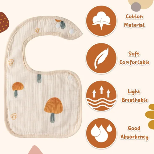 Miniatura 3 de Zainpe 6 piezas de baberos de algodón de muselina con broches para bebé con patrón de conejo, oso, oveja, pañuelos para babero suaves, absorbentes