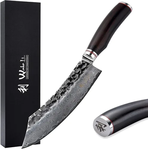 Miniatura 8 de Wakoli EBO BBQ Kiritsuke - Cuchillo de carnicero de damasco de 7.9 pulgadas Acero con núcleo VG10 de 67 capas Mango de madera de roble oscuro