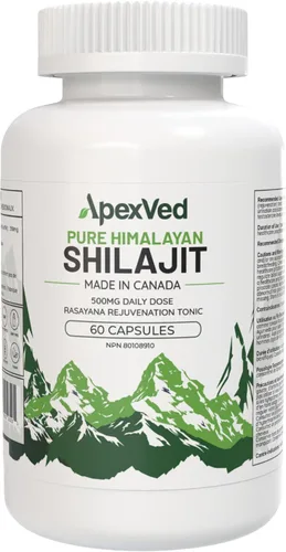 Shilajit puro del Himalaya – 60 cápsulas | Aprobado por Health Canada | Energía, resistencia y claridad mental | Vegano y probado en laboratorio