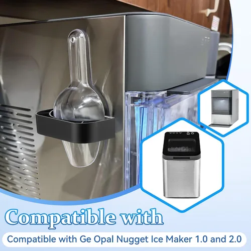 Miniatura 2 de Cuchara de hielo con soporte magnético compatible con máquinas de hielo GE Opal 2.0, cuchara de aleación de acero inoxidable de bajo carbono de 9