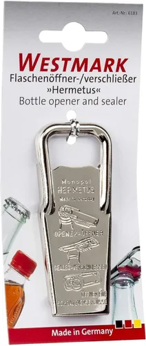 Miniatura 6 de Westmark Alemania Hermetus Abridor de botellas de cerveza con resellador 3 en 1 de acero