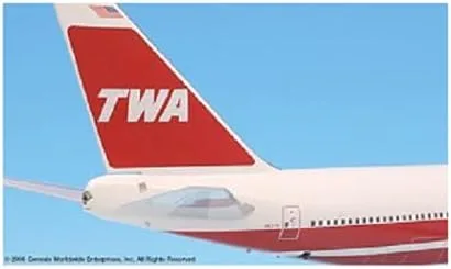 Miniatura 3 de TWA Boeing esquema Trans World Airlines Boeing 747-100 modelo miniatura N93115 Diecast 1:200 Parte # A012-IF741010