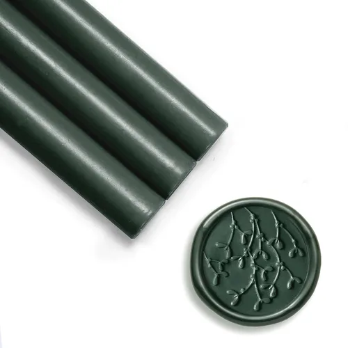 UNIQOOO - Barras de cera verde de abeto navideño para sello de cera con pistola de pegamento - Ideal para invitaciones de boda, sobres de tarjetas,