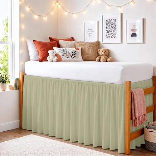Miniatura 14 de Twin XL 28" Drop Extra Long BedSkirt, Premium Brushed Microfiber Tailored Drop, Put On Elastic Wrap Around Long Dust Ruffle, Split Corner, Bedroom