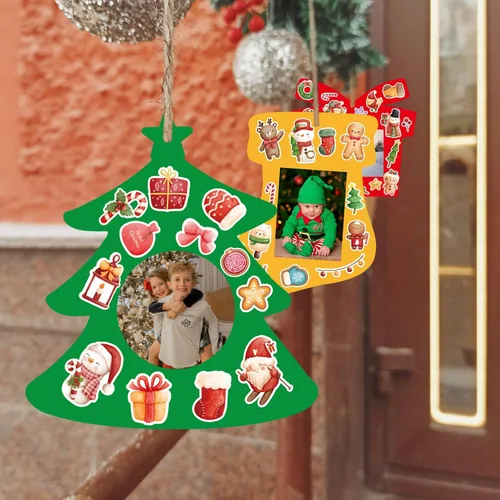 Miniatura 8 de WorldBazaar Paquete de 12 marcos de fotos de Navidad para niños, kits de marcos de fotos de vacaciones de invierno, aula, decoración del hogar