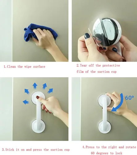 Miniatura 5 de WANLIAN - Potente manija de puerta de espejo de cristal con ventosa, pasamanos de pared con ventosa para refrigerador, cajón de nevera, manija