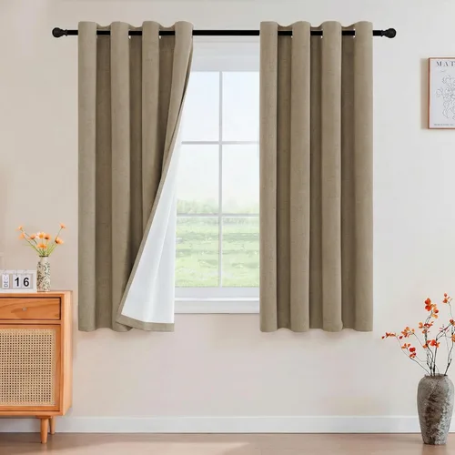 Miniatura 22 de Primitive - Cortinas opacas 100 % de lino texturizado natural para dormitorio, sala de estar, cortinas para ahorra energía, tela de arpillera