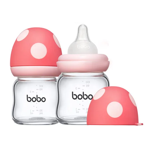 Miniatura 44 de YOHKOH Biberón de vidrio natural con pezón de flujo lento de nivel 1, biberones anticólicos para recién nacidos, botella de vidrio de cuello ancho