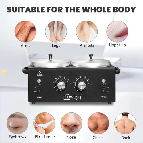 Miniatura 4 de Kit profesional de depilación, máquina calentadora de cera con olla doble, gran capacidad para sala de spa y uso doméstico, ollas antiadherentes
