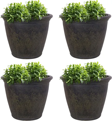 Miniatura 14 de Sunnydaze Anjelica - Maceta grande de plástico para plantas, maceta grande de plástico de doble pared para exteriores con agujeros de drenaje Óxido