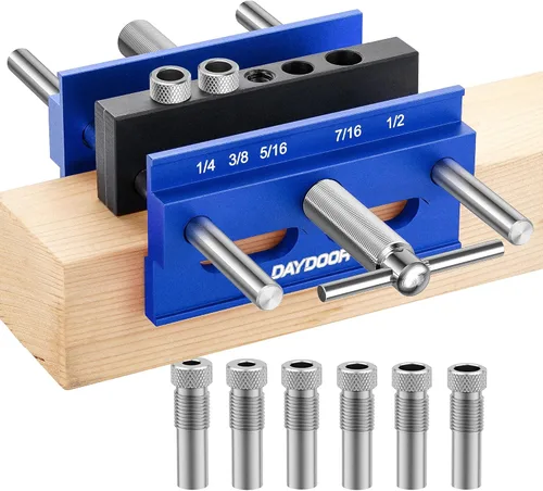 DAYDOOR Plantilla de clavija autocentrante de 6.7 pulgadas, plantilla de clavija de gran capacidad y guía de taladro para carpintería, kit completo