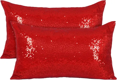 Miniatura 12 de Poise3EHome Fundas de almohada decorativas de 18 x 18 pulgadas, color rosa fucsia con lentejuelas, para sofá, cama, sala de estar, Navidad