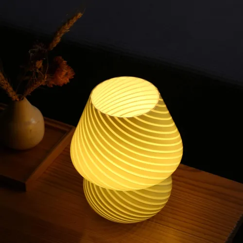 Miniatura 6 de Lámpara de Hongo, Lámparas de Mesa de Noche de Cristal Verde Murano Vintage Pequeñas de Mesita de Noche Lámpara de Escritorio Luz en Espiral