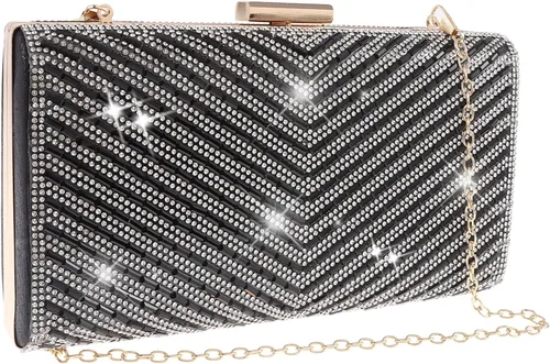 Bolso de mano con diamantes de imitación brillantes, cierre de metal, bolsa de noche, banquete, fiesta, bolsa cruzada para mujer