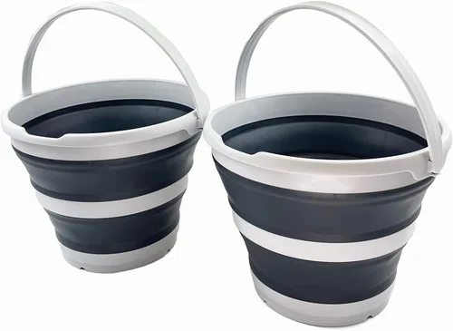 Miniatura 14 de SAMMART Cubo de plástico plegable de 10 L (2.6 galones), bañera redonda plegable, cubo de agua portátil para pesca, bote de agua para exteriores