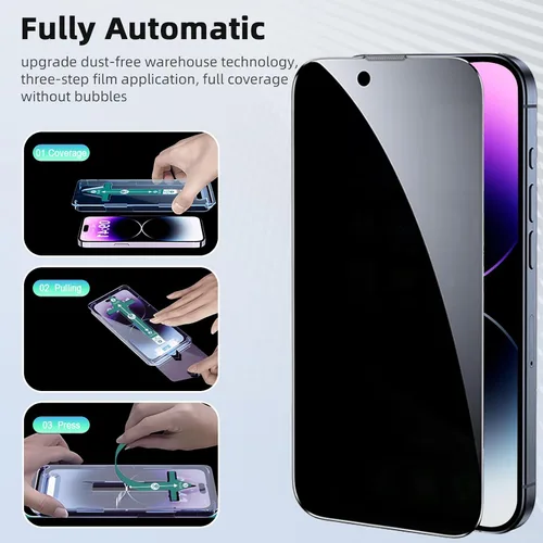 Miniatura 4 de Paquete de 2 protectores de pantalla de privacidad para iPhone 14 Pro Max, [kit de alineación automática] Vidrio templado de pantalla completa