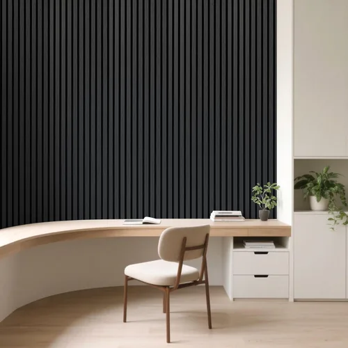 Miniatura 4 de Art3d Paquete de 1 panel de pared de listones de madera acústica con diseño plano enrollable, paneles absorbentes de sonido de 95.3 x 23.8 pulgadas