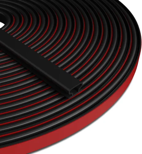 Miniatura 7 de Tira de sellado de goma autoadhesiva en forma de D de 20 pies, burlete negro para puertas y ventanas – Bloqueador de huecos con insonorización