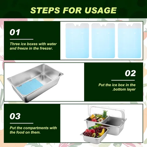 Miniatura 5 de Tessco for you 16 piezas de contenedor de condimentos para servir alimentos y especias, con tapa, para exhibición en mostrador, enfriado, de acero
