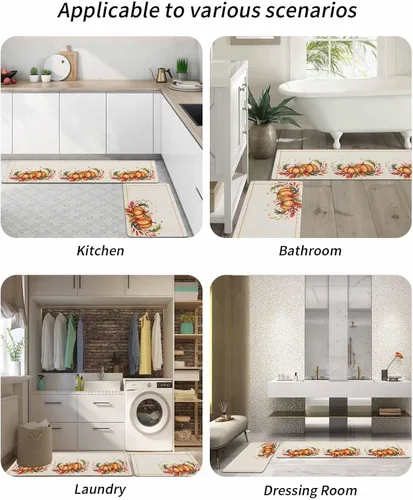 Miniatura 6 de Tapete de baño con acuarela de calabaza, antideslizante, de secado rápido y absorbente, de tierra de diatomeas, para fregadero de cocina, lavable