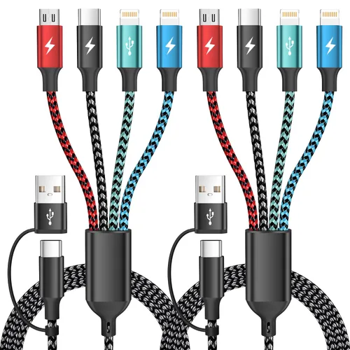 Miniatura 10 de Cable USB C a Lightning, cable de carga 4 en 1 de 240 W, 5 pies, cable de carga múltiple USB A/C a C/Lightning con luz para iPhone 16/15/14/13