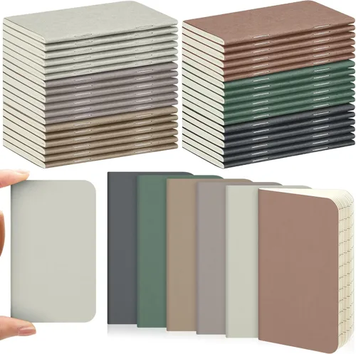 Miniatura 16 de Outus 36 piezas de mini cuadernos de bolsillo 2.5" x 4" de papel kraft, bloc de notas mini, cubierta blanda en masa, cuaderno de notas de bolsillo