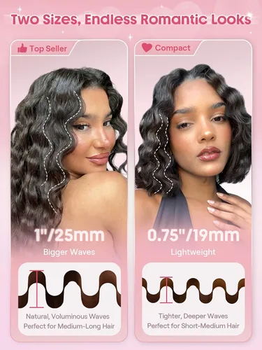 Miniatura 4 de SHEGLAM Ondulador de cabello ondulado de playa (rosa, 0.75 pulgadas)
