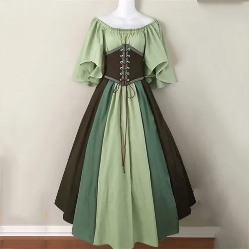 Miniatura 2 de Vestido medieval para mujer, vestido renacentista con manga de trompeta irlandesa, vestido vintage de los años 1800 para mujer, vestido largo