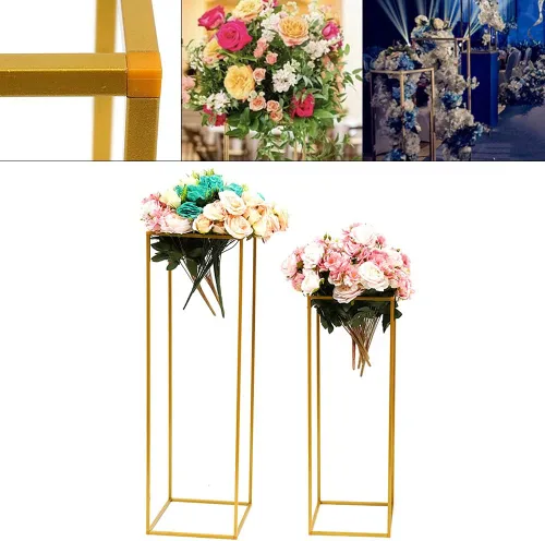 Miniatura 8 de Soporte de metal para flores de boda, jarrón de piso, columna de flores, soporte geométrico para centros de mesa, arreglos florales de mesa