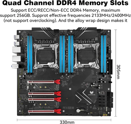 Miniatura 3 de X99 Placa base de doble CPU LGA 2011-3 Placa base de servidor para Intel i7 5ª/6ª generación Xeon E5 V3/V4 Series