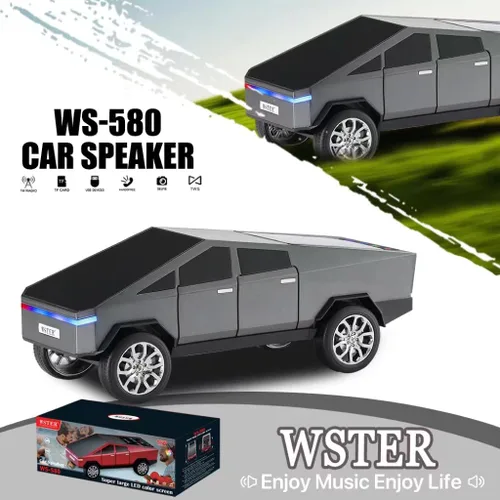 Miniatura 2 de Altavoz Bluetooth para camioneta futurista con pantalla LED - TWS estéreo, radio FM, reproducción USB/TF, faros LED, micrófono integrado, regalo