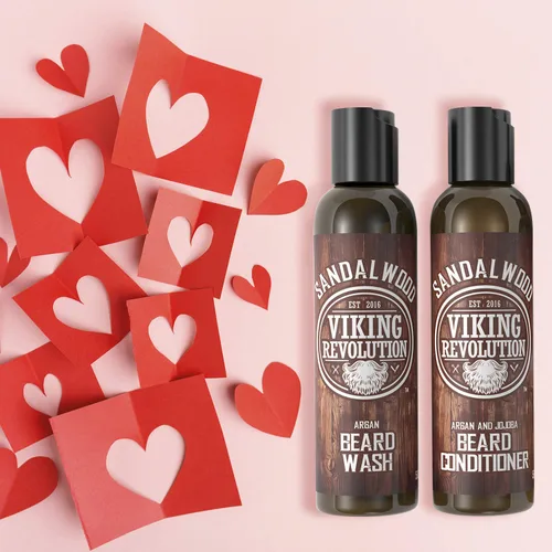 Miniatura 2 de Viking Revolution Juego de acondicionador para barba y lavado de barba con aceites de argán y jojoba, suaviza y fortalece, aroma natural de sándalo