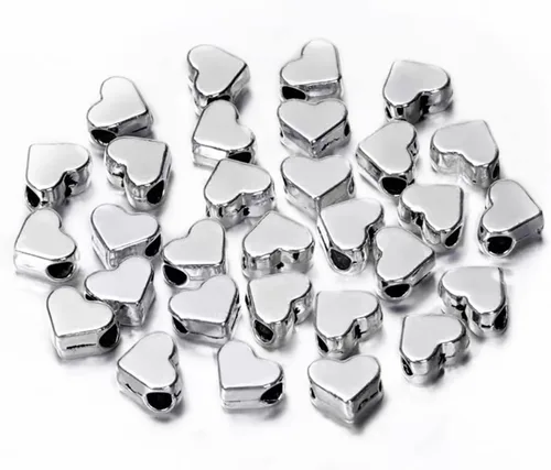 Miniatura 11 de 200 cuentas espaciadoras en forma de corazón, cuentas espaciadoras de agujeros pequeños, cuentas sueltas de metal para hacer pulseras, collares