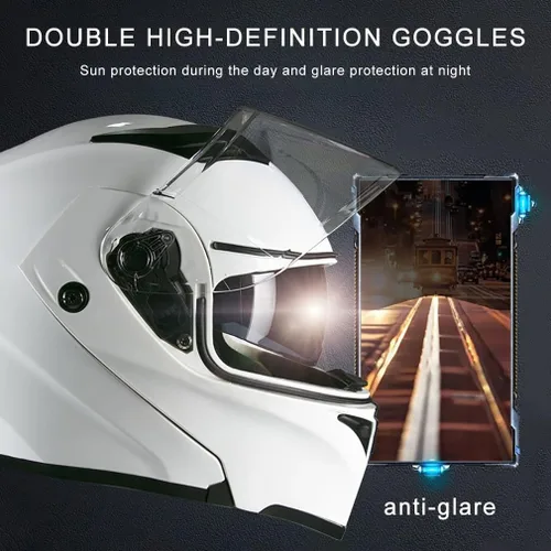 Miniatura 2 de Casco de motocicleta modular Bluetooth con aprobación DOT, antiempañamiento, doble visera, cara completa, abatible, con altavoz y micrófono