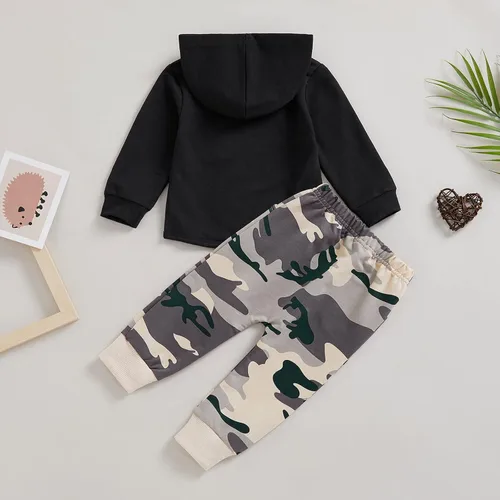 Miniatura 81 de Ropa de bebé niño 3 6 9 12 18 24M 3T Conjunto de pantalones con capucha patchwork sudadera con capucha pantalones de rayas traje de otoño invierno