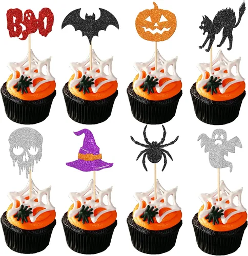 Miniatura 29 de 1 paquete de decoración de pastel de Halloween con purpurina para Halloween, fantasma, calabaza, pastel para casa encantada, bruja, calabaza, 7