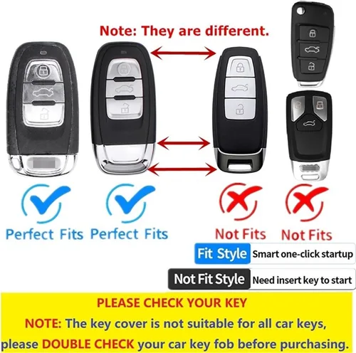 Miniatura 2 de Funda para llavero de fibra de carbono genuina para Audi A4 A4L A5 A6 A6L A7 A8 Q5 Q8 R8 RS4 RS5 RS6 RS7 S4 S5 S6 S7 S8 SQ5 Smart Car Remote Key Fob