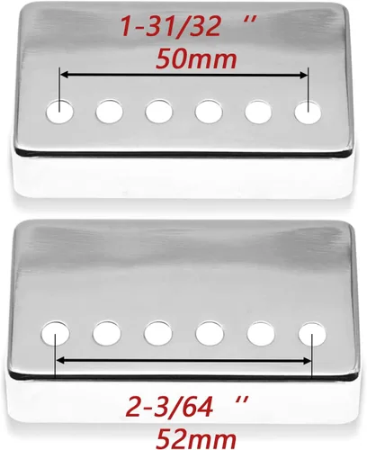 Miniatura 2 de Juego de 2 fundas cromadas para guitarra Humbucker, 50/2.047 in, juego de cubiertas plateadas para pastillas de sonido mejorado, se adapta a