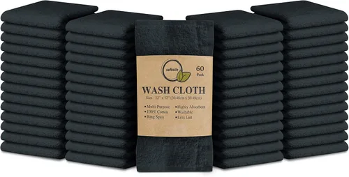 Miniatura 12 de Paquete de 24 paños 100 % algodón (12 x 12 pulgadas), suaves, altamente absorbentes, toallas para la cara, paños de lavado para la cara, hilado