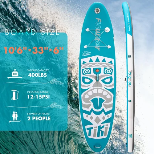 Miniatura 2 de FunWater 8'/10'/10'6"/11'6" Inflatable Stand Up Paddle Board with Premium SUP Paddleboard Accessories, Wide Stable Anti-Slip EVA Deck,Paddle Boards