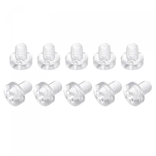 Miniatura 9 de uxcell M2x6mm plástico Phillips pernos 50pcs PC Pan cabeza máquina tornillos transparentes